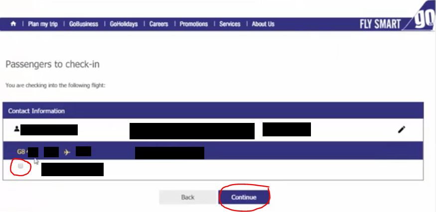 How to do web check in of goair flight