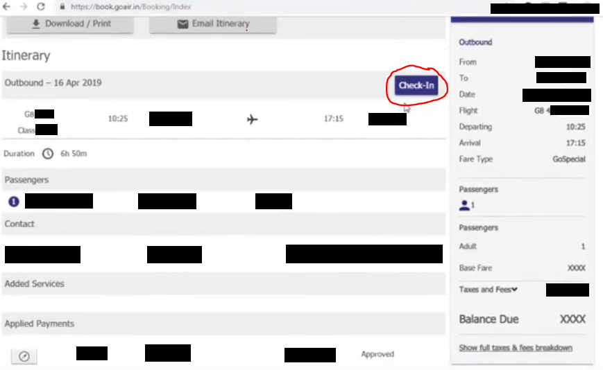 How to do web check in of goair flight