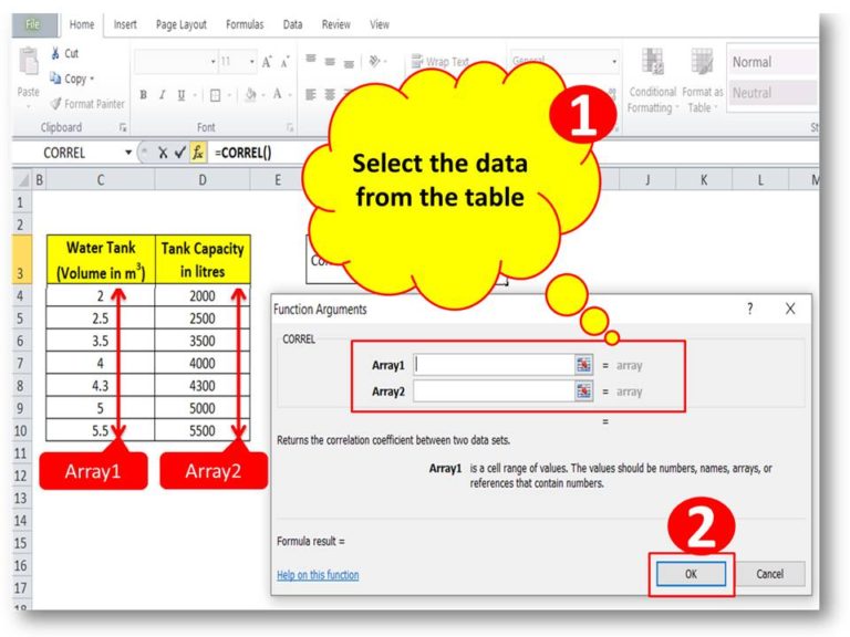 correlation function in the data analysis tool in excel.